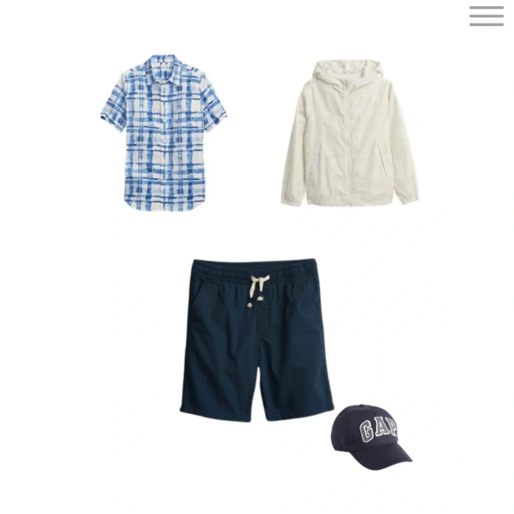 New GAP Plaid poplin cotton shortsleeved button down shirt